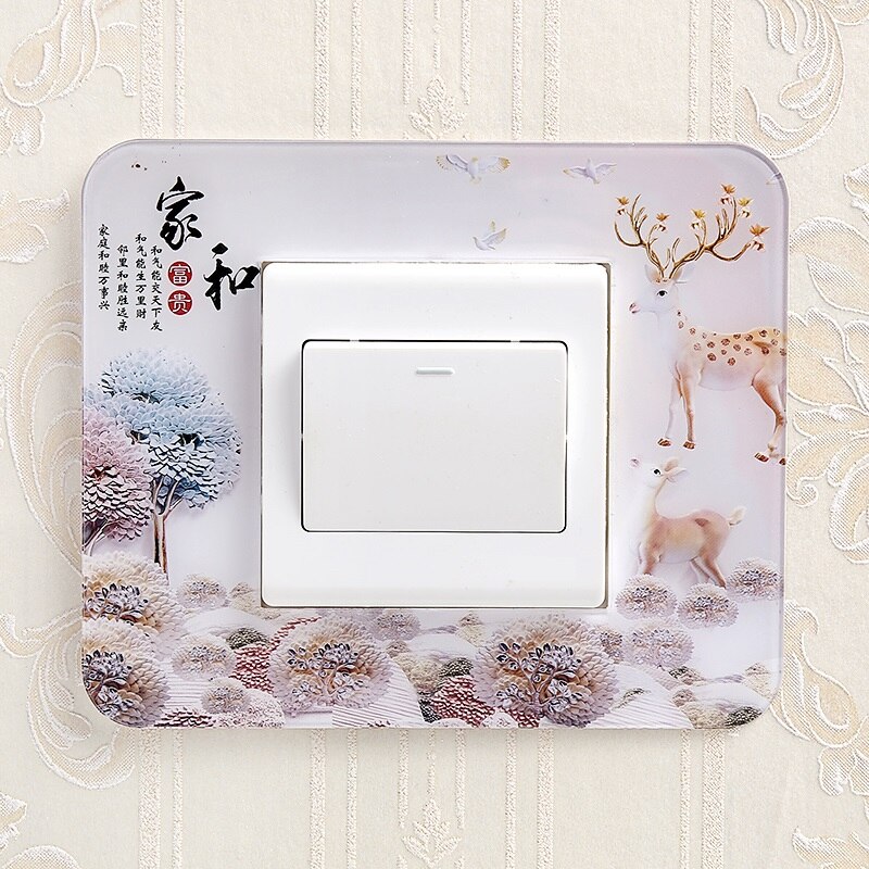 Traditional chinese style Acrylic Socket switch sticker Wall stickers Home decor Living room decoration Light switch cover plate: S