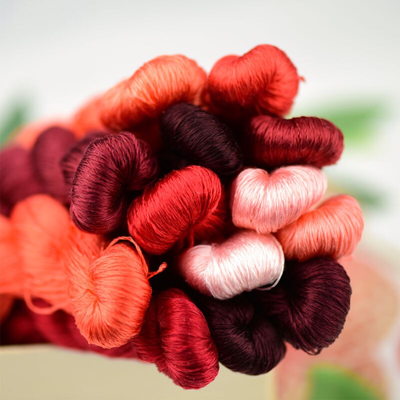 silk embroidery thread / 100% silk thread /hand embroidery embroider cross stitch/red series/13 gradient colors