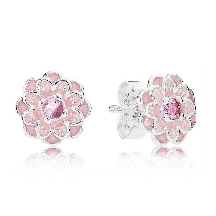 925 Argento sterlina Rosa Smalto Giardino Abbagliante Margherita Fiore di Magnolia Fiore Forget Me Not Orecchino di Modo Per Le Donne del Regalo Dei Monili: 8