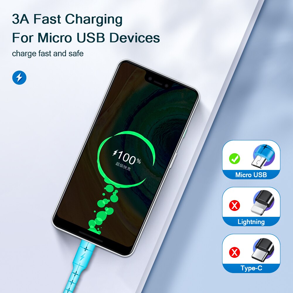 MAXCURY Micro USB Cable 3A Extra Long 3M Fast Charging Cord for Samsung S7 S6 Extension cable HUAWEI HONOR
