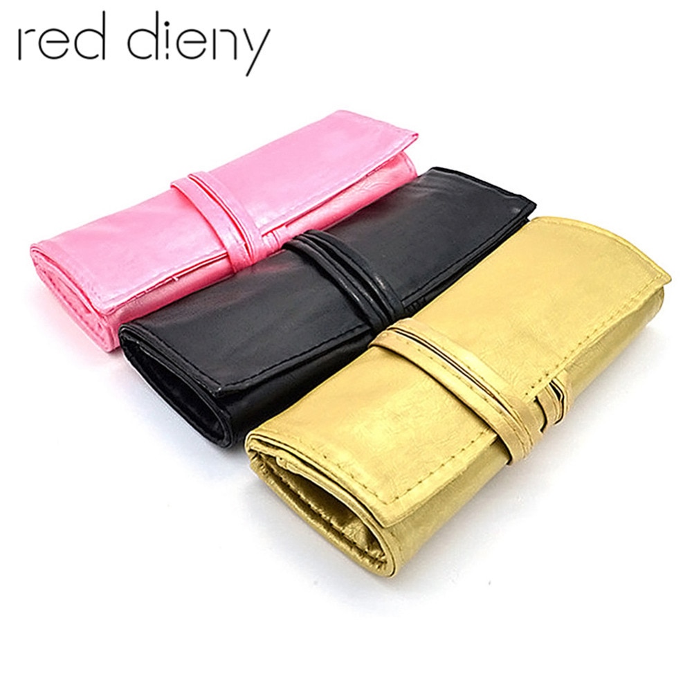 1 Pc Wrap Roll Up Pen Make-Up Kwasten Case Houder Cosmetische Penselen Riem Pouch Pu Leather Srorage Bag Beauty make-Up Tool