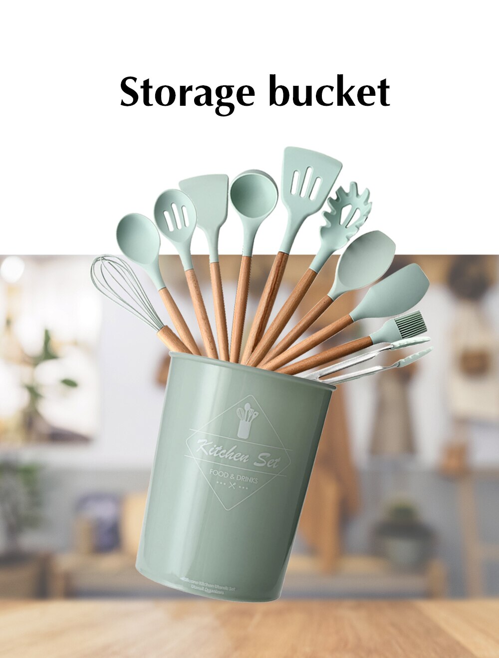 Silicone Cooking Tools Kitchen Utensils Set Heat Resistant Kitchen Non-Stick Cooking Utensils With Storage Box