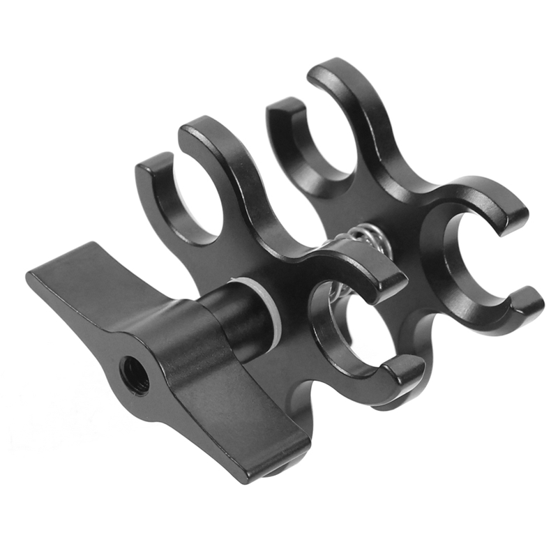 3-Gat Aluminium Triple Vlinder Clip Duiken Licht Arm Balhoofd (Zwart) &amp; 1 Inch Bal Naar Ys Hoofd Clip Arm Voor Actie Video Kwam