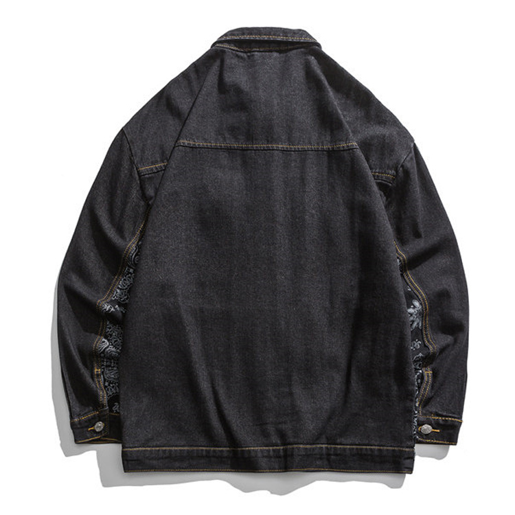 Chaqueta vaquera con estampado de flores de anacardo para hombre y mujer, ropa informal de algodón estilo Hip Hop, con retazos de bloque de Color, para otoño,