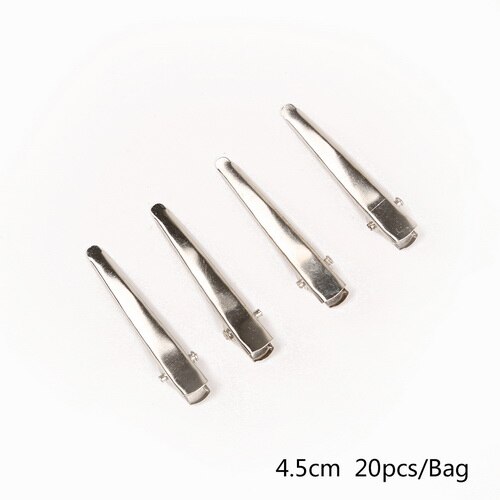 20pcs/bag Iron Hair Ornaments Duckbill Folder Waves Hairpins Base For Hair Clip Claw Findings Jewelry Making: 45mm Rhodium