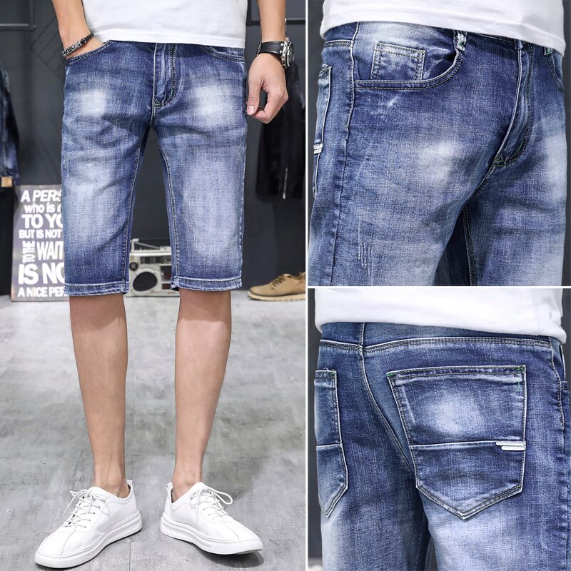 Jean shorts mænd afslappet stright korte jeans koreansk stil denim shorts