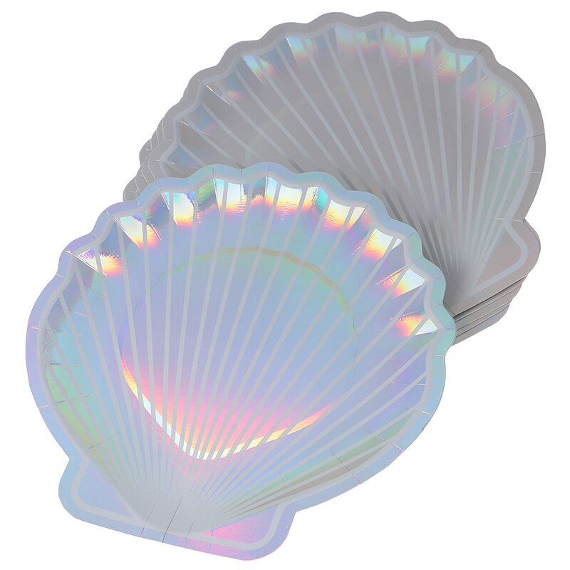 8 stuks glitterende schelp papieren borden feestservies 10 " zeemeermin sprookjesfestival voor babyshower bruiloft feestbenodigdheden