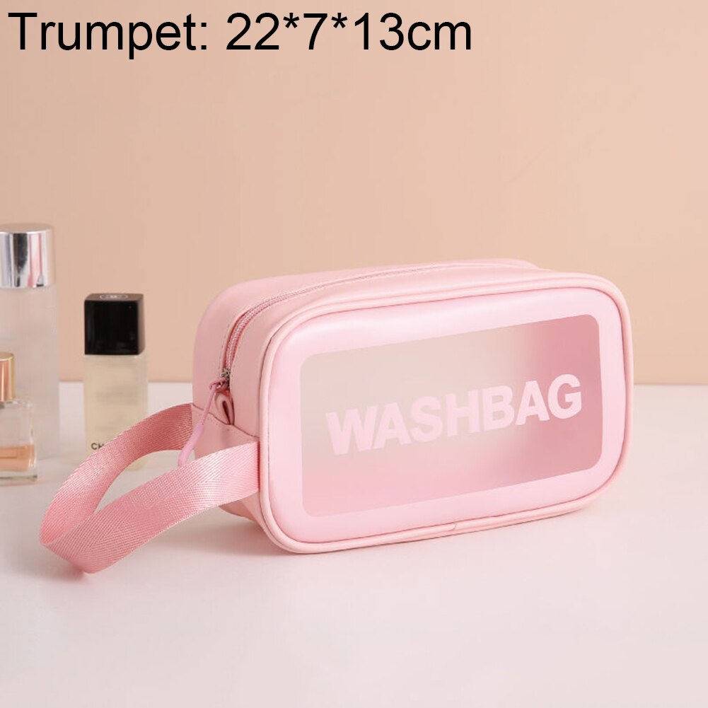 Sac de toilette étanche, trousse à cosmétiques transparente de grande capacité, sac de rangement Portable de maquillage de voyage, sacs à main à fermeture éclair en PVC: Pink S