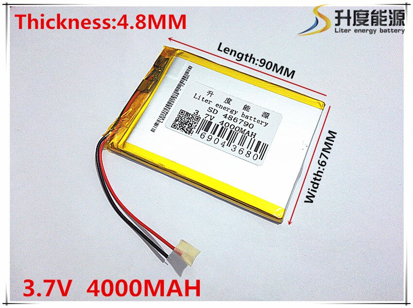 3,7 V 4000 mAh 486790 de polímero de litio Li-Po li recargable de ion de las células de las baterías para Mp3 MP4 MP5 GPS móvil bluetooth