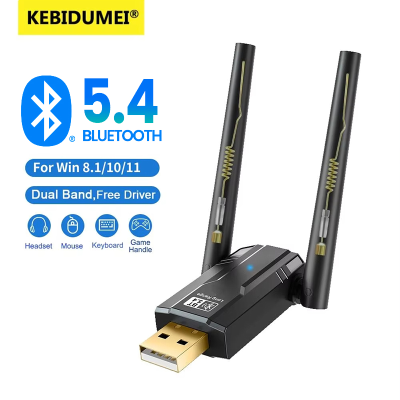 150m Bluetooth 5.4 USB Adapter 5.3 Dongle Driver Free for Windows 11/10/8.1 Mouse Keyboard Audio Receiver Transmitter Bluetooth
