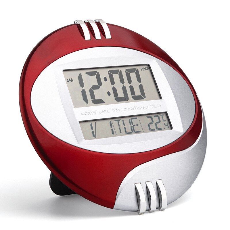 LED Round Electronic wall clock large number display Snooze Table Clock Mute Bracket Clock LCD with Calendar Temperature