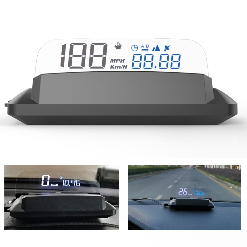 Auto hud head-up display auto universele gps-gestuurde computer head-up snelheid hd snelheidsprojector, aangesloten via usb, met lichtsensor