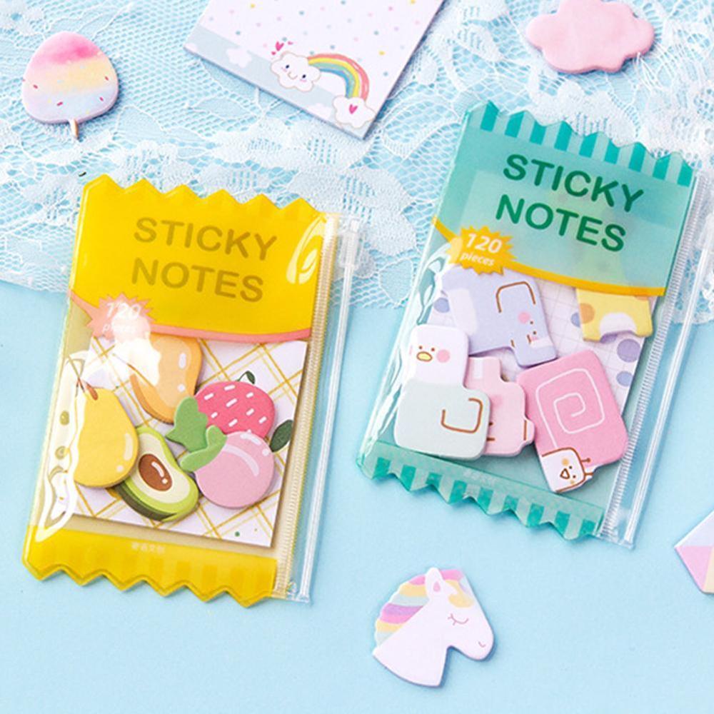 120 Pcs Leuke Candy Bag Sticky Notes Zelfklevende Memo Pad Kawaii Fruit Sticky Notes Bookmark School Kantoorbenodigdheden levert