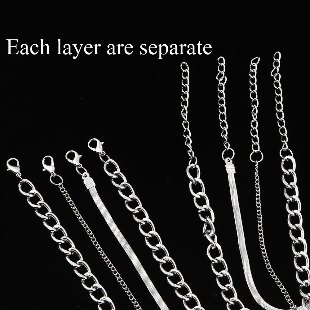 4pcs/set Layer moon pendant necklace chains necklace heart gothic necklace women female chocker neck goth jewelry