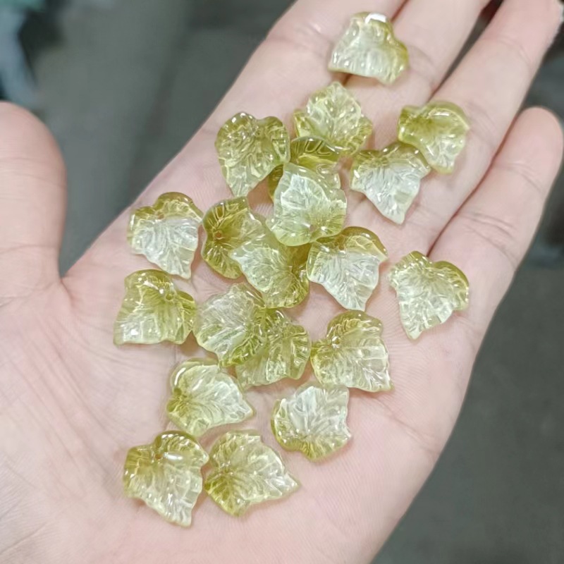 20 piezas hojas de calabaza de 15MM, cuentas de Murano, cuentas de cristal de flores de Color degradado múltiple para fabricación de joyería, accesorios DIY hechos a mano: Negro