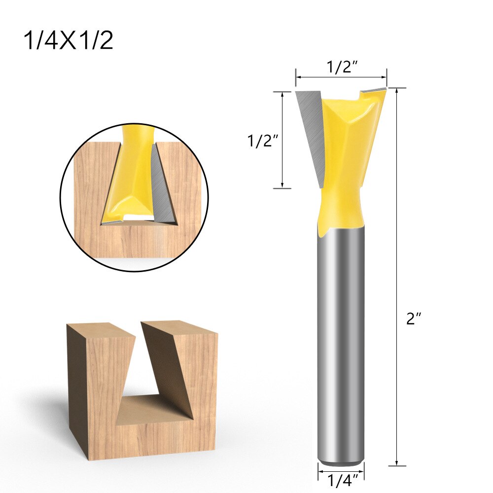 1pcs or 6pcs 6mm Shank 1/4 Dovetail Cutter Joint Router Bits Set 3/8'' 1/2'' 5/8'' 3/4'' Woodworking Tools Engraving for Wood: 6.35X12.7mm