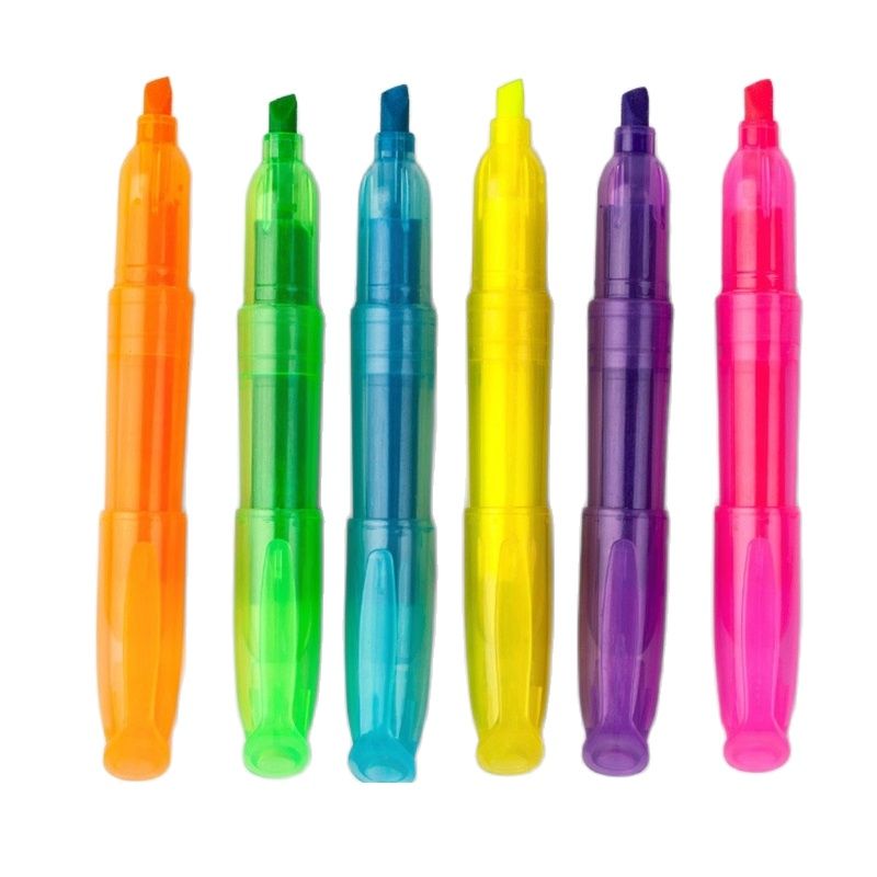 Bolígrafo resaltador de 6 colores, papelería, rotulador fluorescente, pintura, dibujo, marcador, suministros escolares de oficina