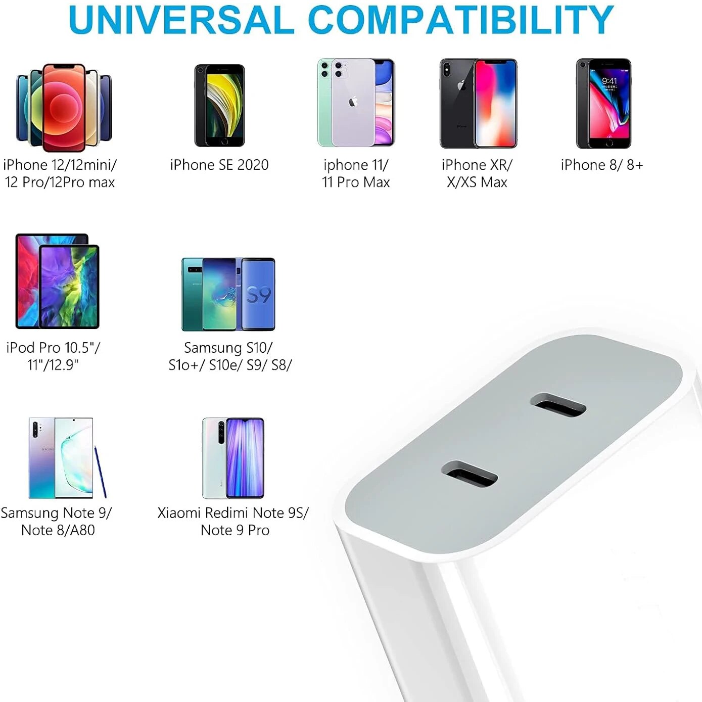 Dual PD 20W USB C Charger USB Type C Fast Charging Mobile Phone Charger Adapter for iPhone16 15 14 Pro Max Xiaomi Wall Charger