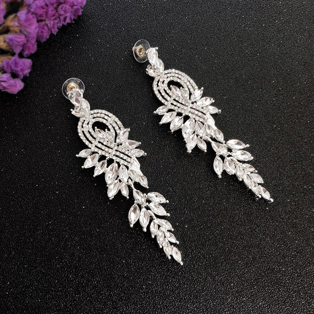 1 Juego de accesorios de vestido de novia corona horquilla pendiente Kit joyería novia joyería decorativa para mujer (plateado