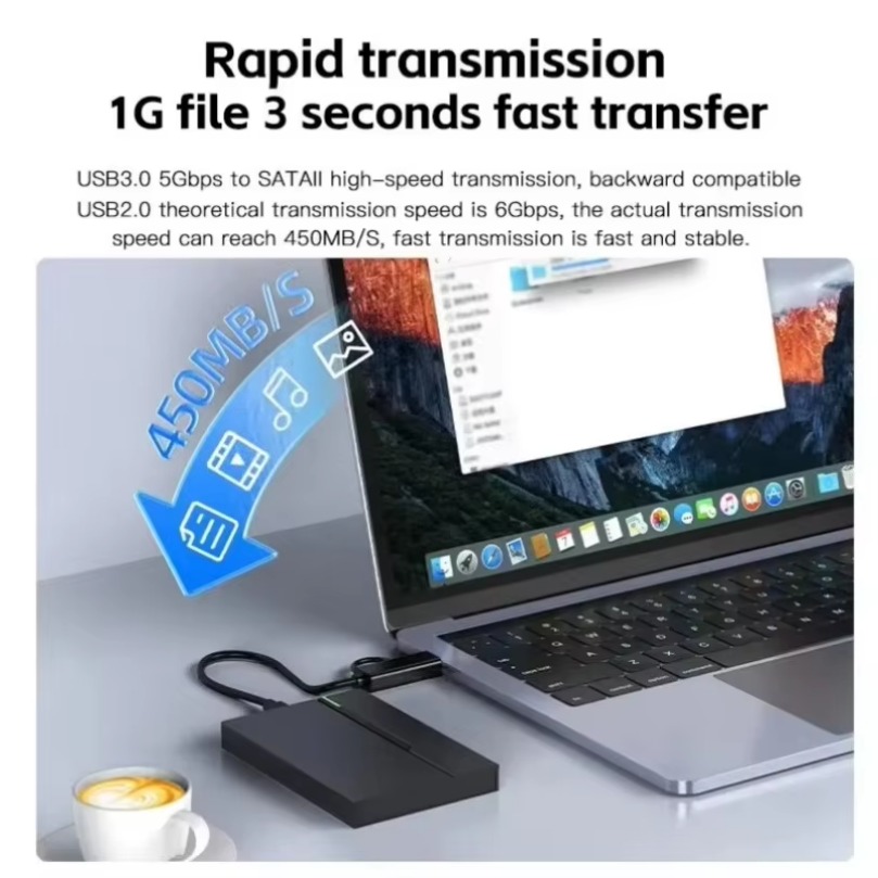 Plug & Play 2.5" External Hard Drive Enclosure Box USB 3.0 Hard Disk Case 6 TB Supports 7 mm 9.5 mm SATA SSD HDD For Laptop PC