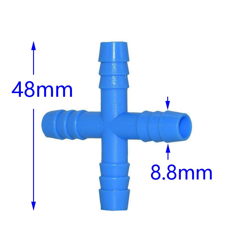 8mm Cross water Connector Drinking fountain For rabbits 4-way Connector water splitter garden hose irrigation Fittings 20 Pcs