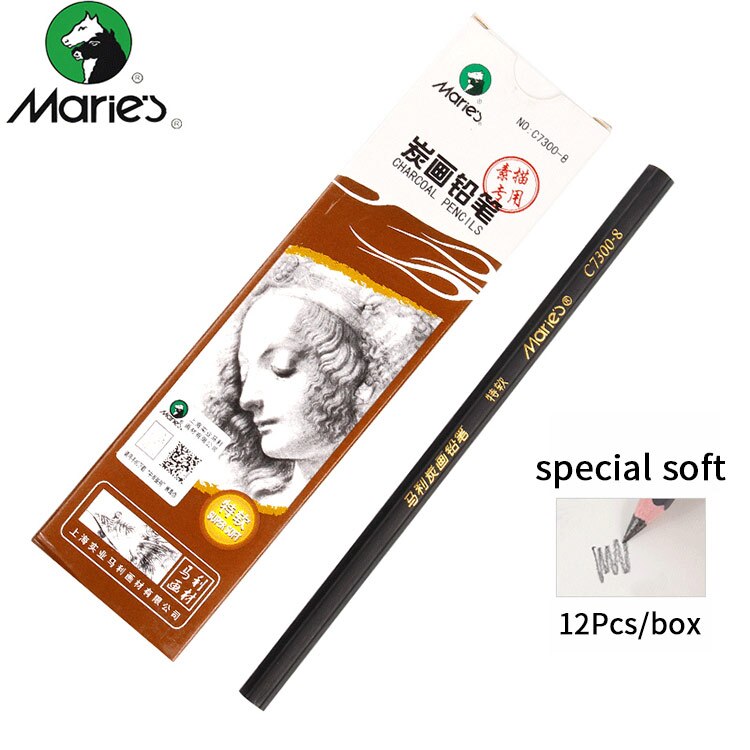 Marie's 12Pcs Sketch Pencil Set Sketching Drawing Kit Wood Charcoal Pencil For Painter School Students Art Supplies: special soft