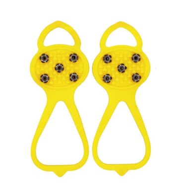 Universal Anti-Slip Gripper Spikes Crampons Grippers Over Shoe Durable Cleats Elasticity Perfect for Winter Sports Equipment: Yellow / S(28-34)