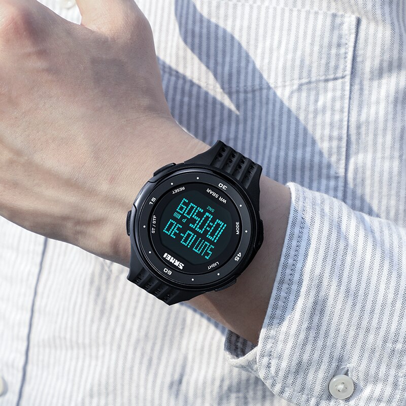 Skmei menn sport digitale klokker stor urskive ledet vise armbåndsur kronograf kalender bakgrunnsbelysning alarm relogio masculino 1219