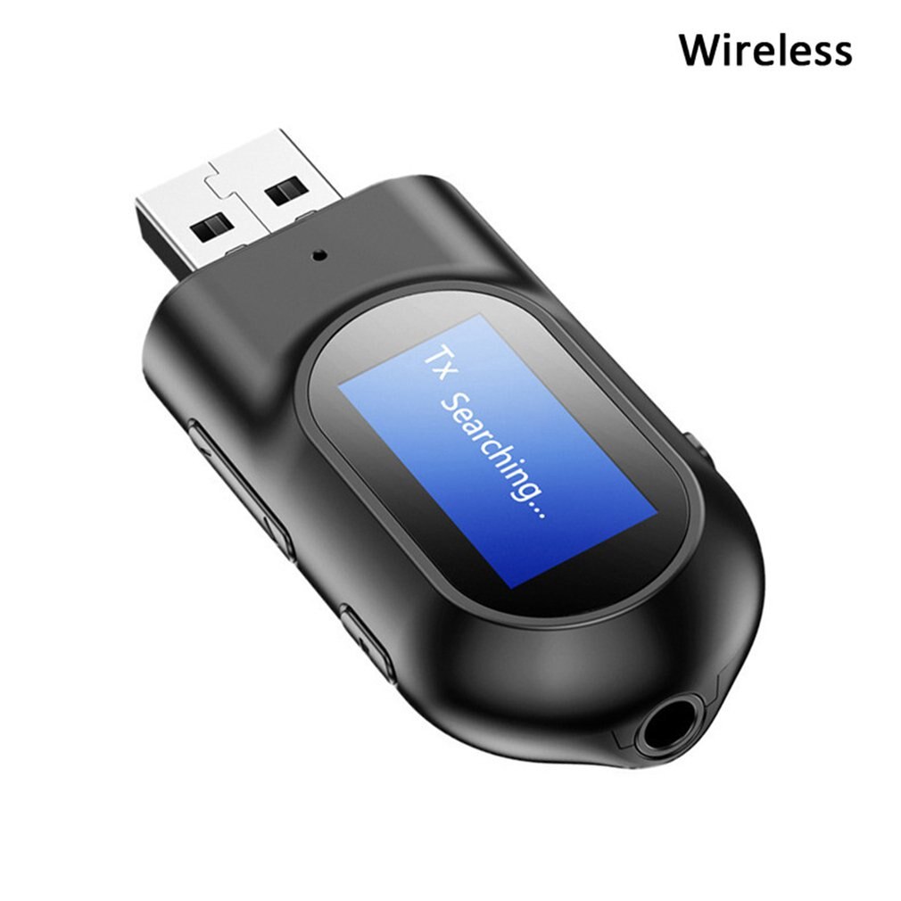 Wireless 5.0 Receiver LCD Display Audio Receiver Transmitter USB Dongle 3.5MM 3.5 AUX Wireless Adapter For TV PC