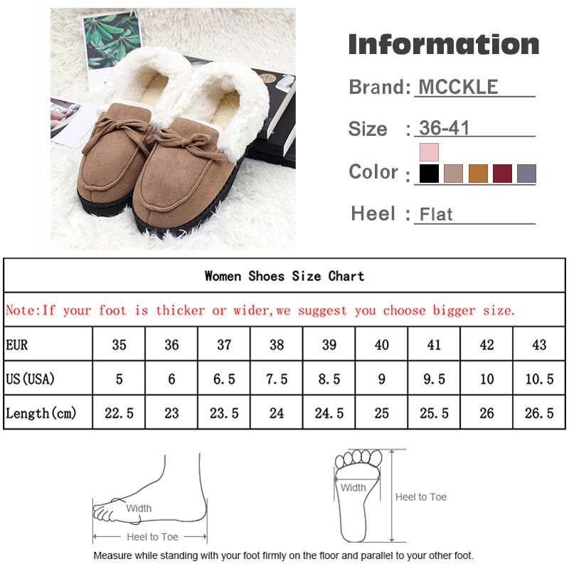 Kvinnor vinter tofflor skor plysch varma lägenheter dam halkfri slip on casual bowtie komfort höst toffel kvinna