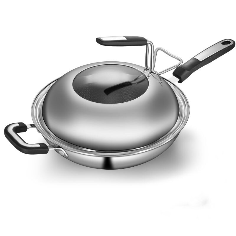 Germany 304 stainless steel wok no oil smoke cooking pot no coating non-stick cooker gas cooker household pot