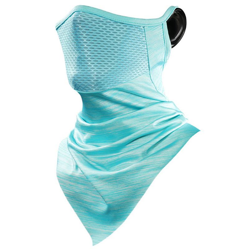 Unisex Cycling Ice Silk Cooling Neck Gaiter Triangle Scarf Breathable Mesh Earloop Half Face Cover UV Protection Bandana: blue