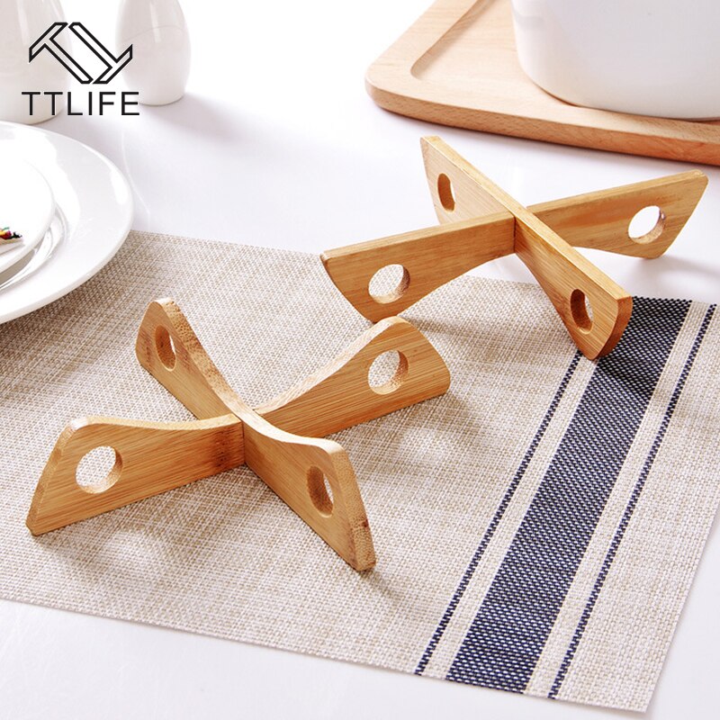 Wooden Heat-resistant Pot Mat Baking Tray Bracket Detachable Wooden Table Mat Kitchen Pot Mat Insulation Cold Pot Mat