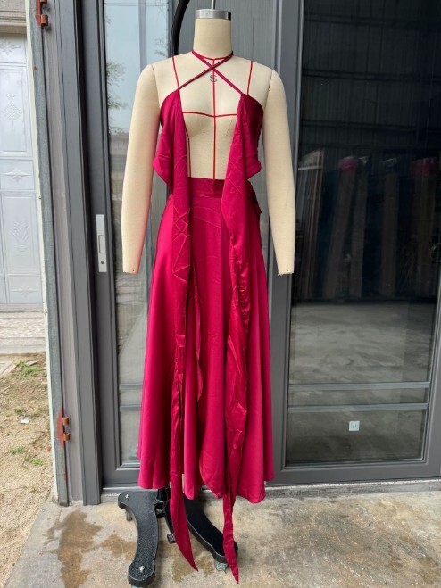 Elegante Leoparden-lange Kleider, 2-teiliges einstellen für Damen, Sommerurlaub, sexy vollbusiger, bauchfreie Spitzen, Maxiröcke, Anzüge, böhmische Strand-Clubwear: XXL / Gold