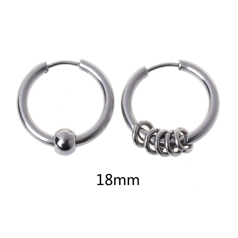 1 Paar 8Mm-20Mm Titanium Staal Hip Hop Hoop Earring Kraakbeen Helix Piercing Oorbellen: NO.18 Earrings