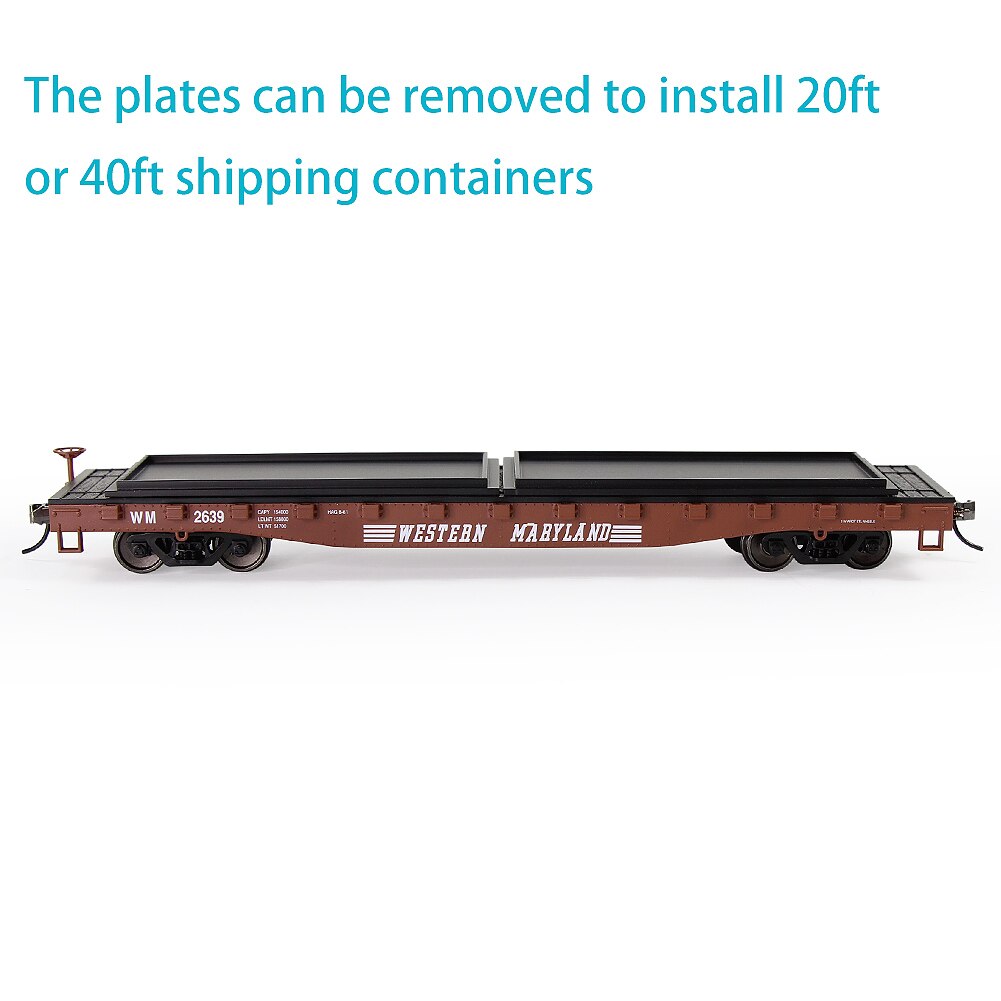 2pcs HO Scale 1:87 52ft Flat Car Flatbed Transporter Carriage C8741 Freight Car Model Railway: WESTERN MARYLAND