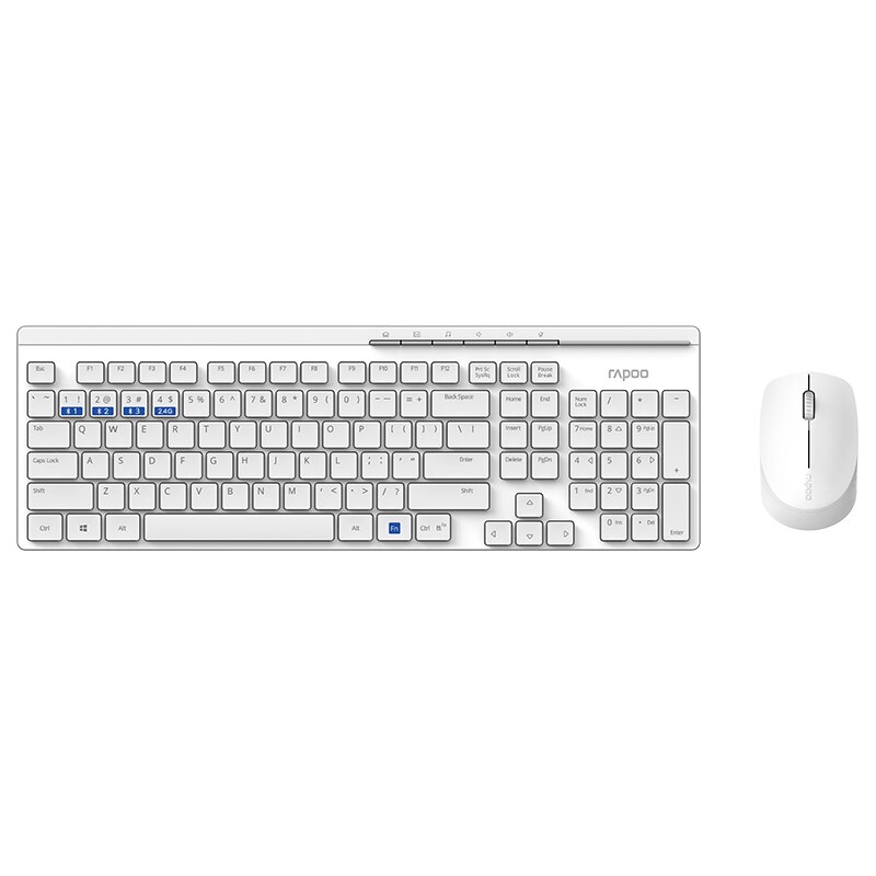 Rapoo 8100M Draadloze Ultra-Slim Keyboard En Stille Optische Muis Combo Usb Pc Voor Thuis Office Bluetooth 3.0,4.0 En 2.4G Laptop: WHITE
