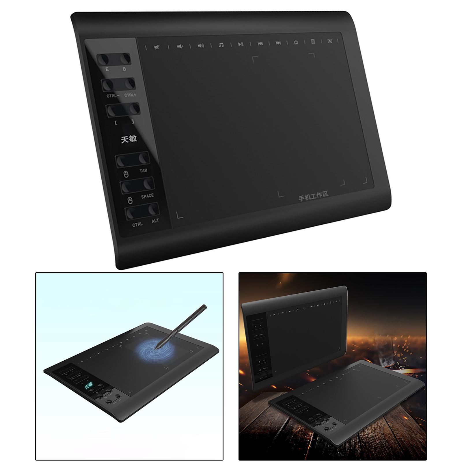 Large Screen 10x6&quot; Digital Drawing Tablet Graphics Tablets 8192-Level Quick Reading USB Hand-Painted Board for Cell Phones Kids