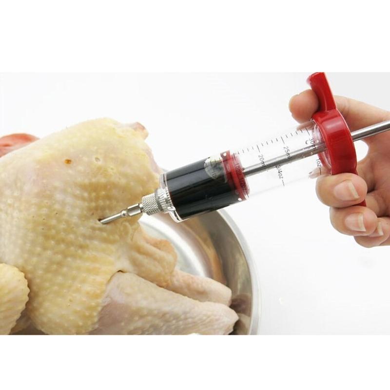 30ml BBQ Kalkoen Kip Smaak Injectoren Turkije Vlees Spuit Marinade Naalden Thanksgiving Dag Keuken Injectoren Koken Tool