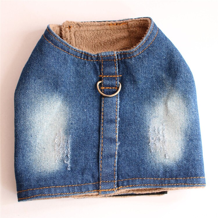 Nyaste hund sele väst för fransk bulldog mops denim sällskapsdjur bröstband sele för hundar väst gå ledning koppel set 10e