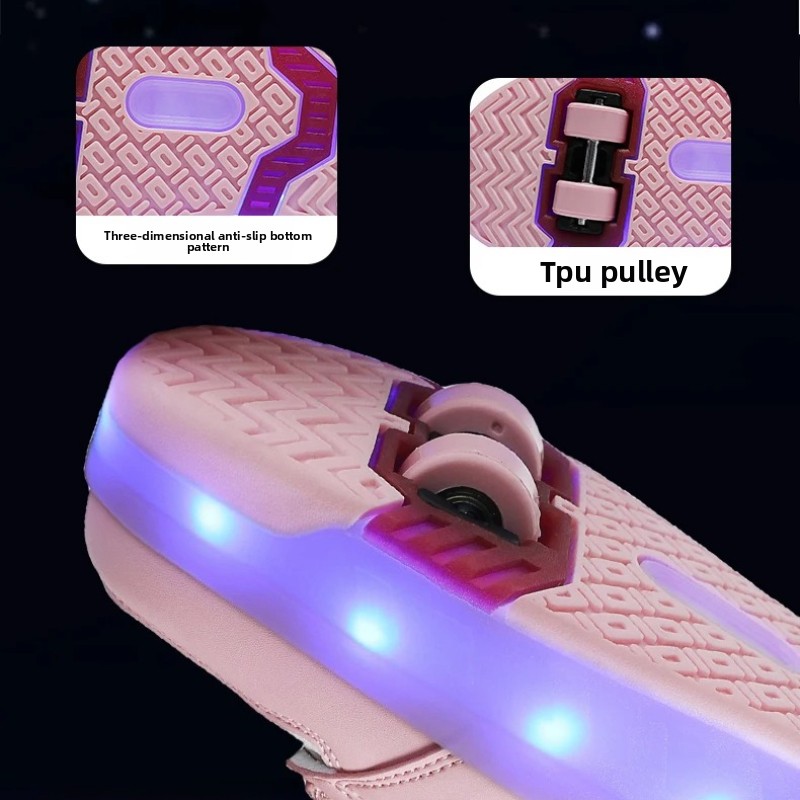 Roller Skates with Lights 4 Wheels Removable Wheels Shoes Men and Women High Top Breathable Sports Shoes Teenagers