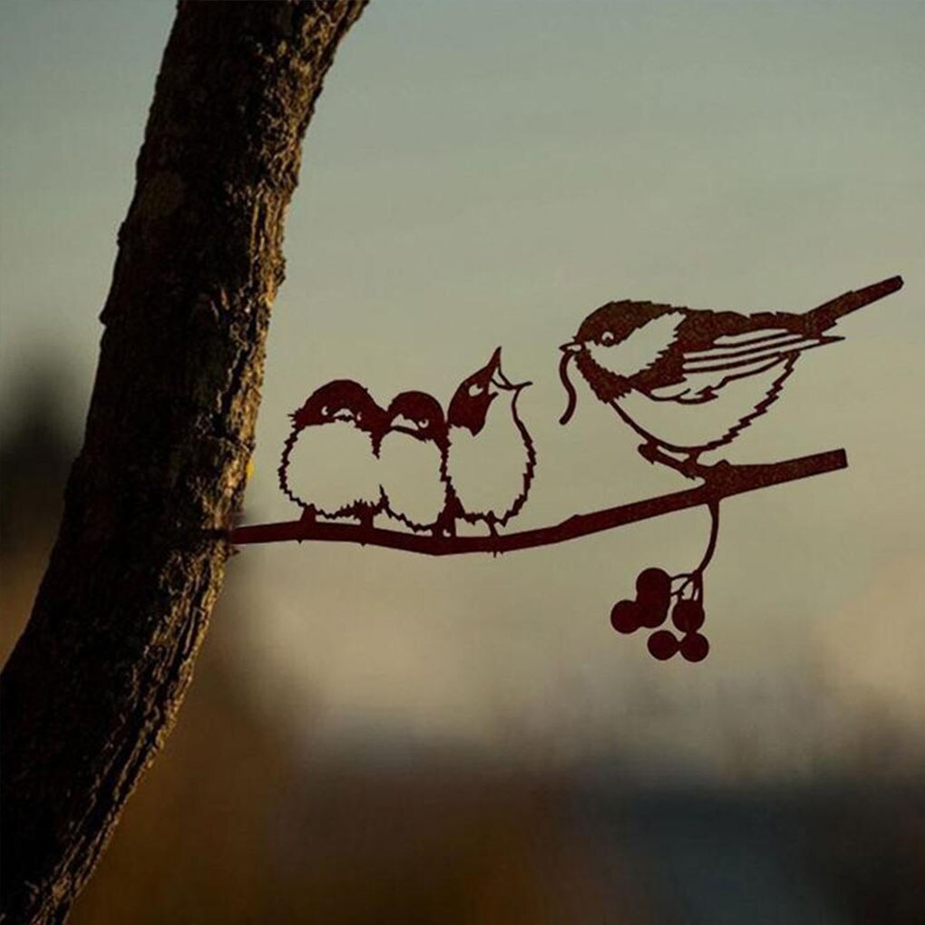 Verkoop Mode Metalen Boom Yard Art Boom Vogel Animal Art Tuin Rvs Art Metalen Vogel Huis Tuin Decoratie