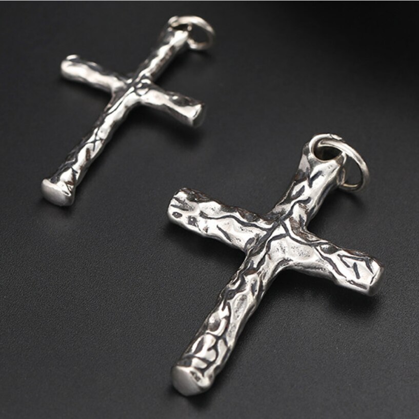 S925 Solide Silber retro Geschnitzte 3D Kreuz Anhänger Für Mann Frau thailändisch Real Reinem Silber Christus Jesus Kreuz Anhänger Schmuck