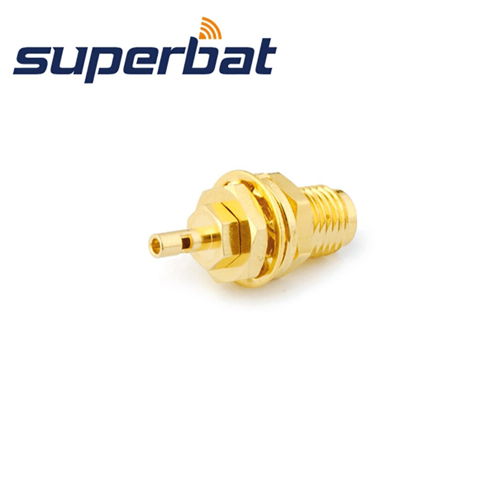 Superbat 10pcs RP-SMA Solder Female(male pin) Bulkhead for RG178,1.13mm,1.37mm Cable