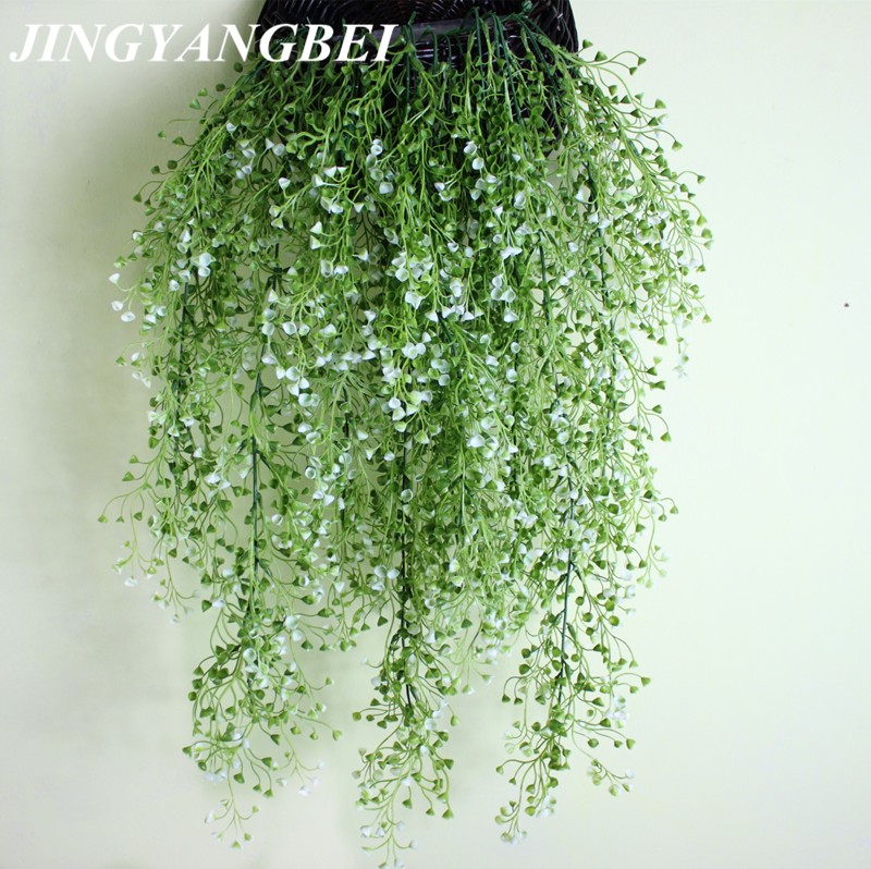 Planta Artificial colgante en 3 colores + Mini cesta de flores de mimbre para pared, accesorios para decoración del hogar, decoración del balcón