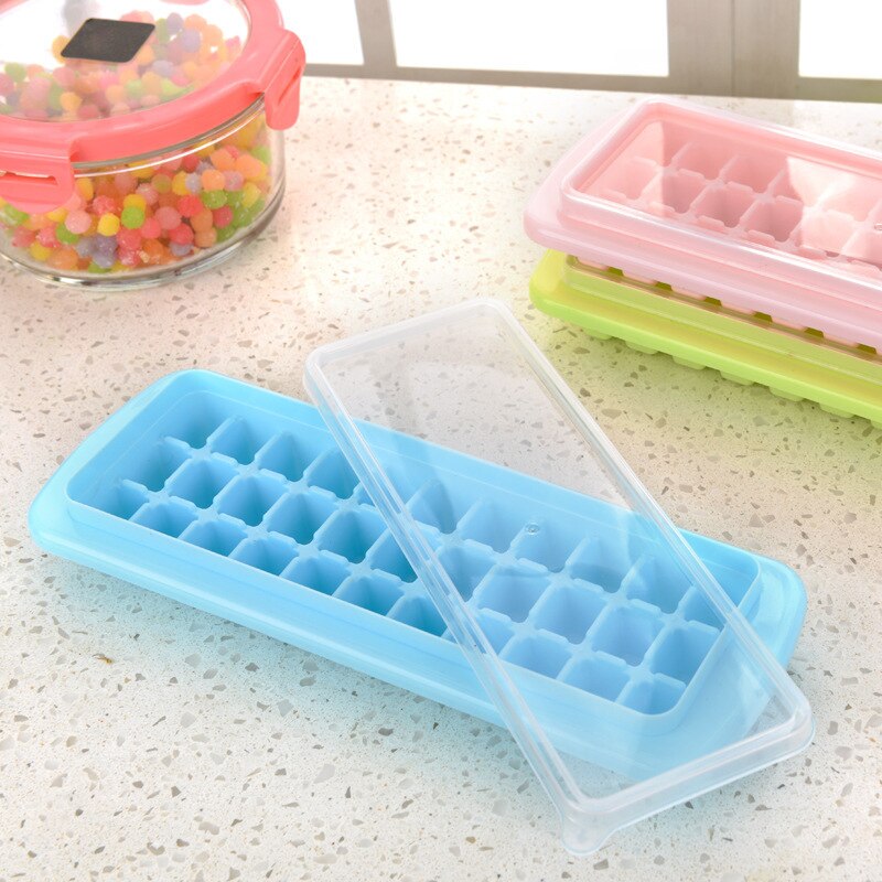 Plastic Ice Cube Maker Trays With Lids Bin For Freezer Icecream Cold Drinks Whiskey Cocktails Kitchen Tools Accessories Ice Mold