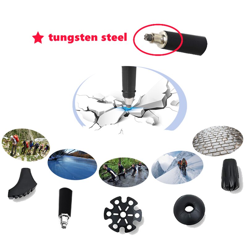 Hiking Rod Pack Adjustable Carbon Walking Walking Stick Cane - Rugged Lightweight Hiking Cane With Accessory Telescopic Stick