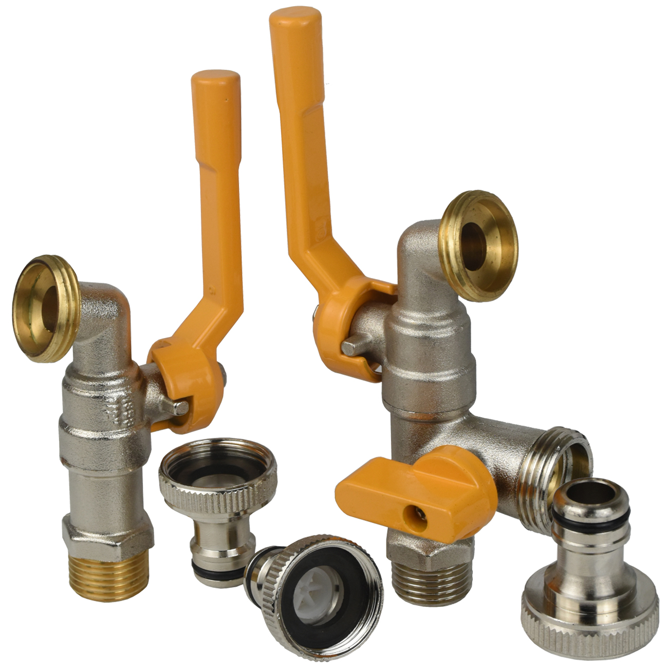 Garden 1/2'' 3/4'' Brass Water Faucet Water Splitter 1-Way 2-Way Connector Coupling Adapter Valve Switch Irrigation Tap Replace