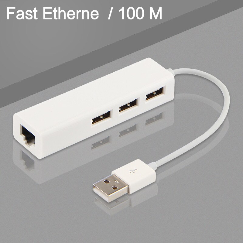 AJIUYU USB HUB USB 3.0 To Gigabit Ethernet Adapter RJ45 Dock Multi Port For PC Computer Laptop Accessories usb3.0 Hub: white 100M Plastic