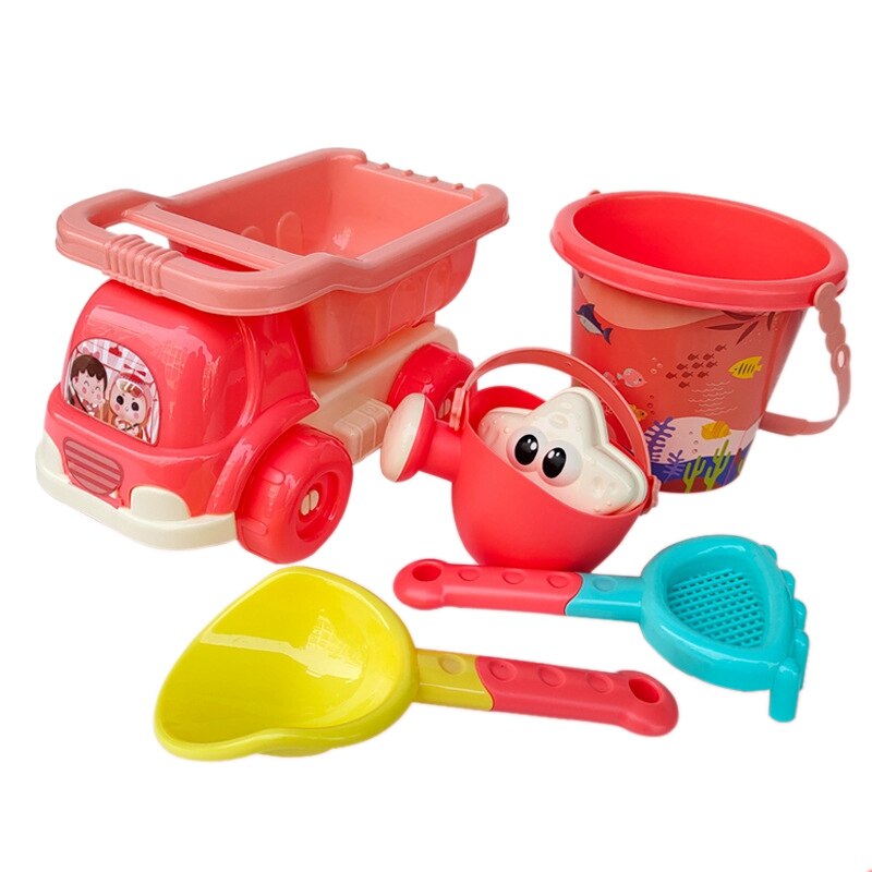 6Pcs Strand Emmer Zand Set Zand Play Zandbak Water Strand Speelgoed Seaside Tool Speelgoed Zand Auto Speelgoed Beach Party winkelwagen